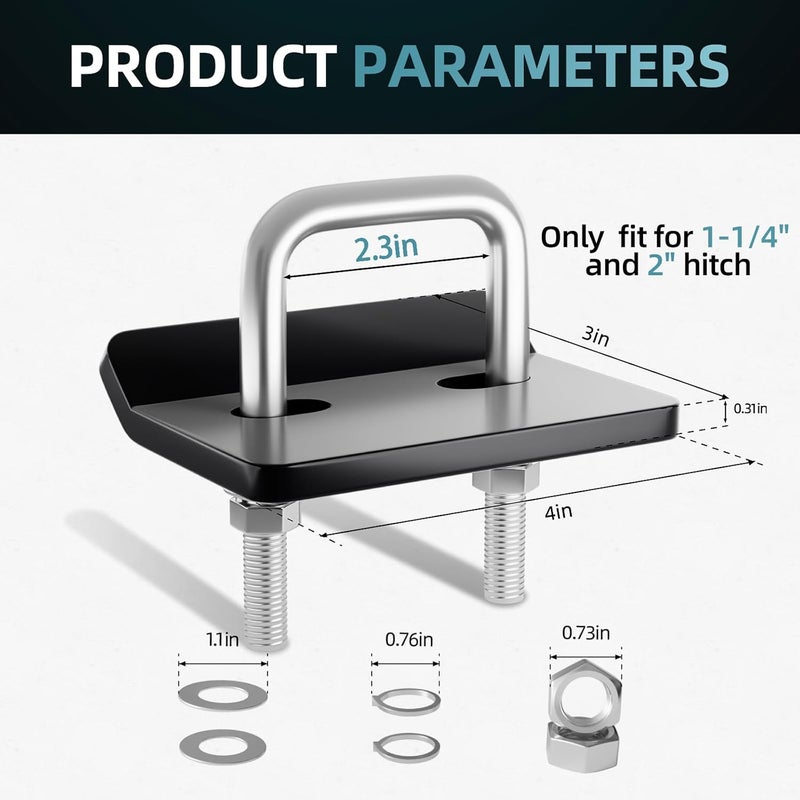 CROSSHIP Hitch Tightener for 1.25" and 2" - Anti Rattle Stabilizer Easy Installation, Reduce Movement on Hitch Mount Tray Cargo Carrier Bike Rack Trailer Ball（1 Pack, Stainless Steel） - Image 3